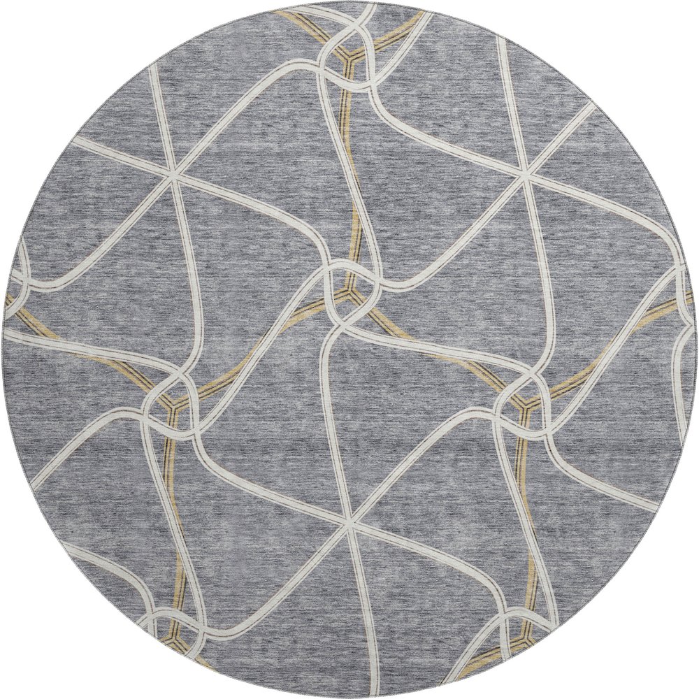 Premium Machine Washable Mayfield AMF948 Gray 8' x 8' Round Rug. Picture 1