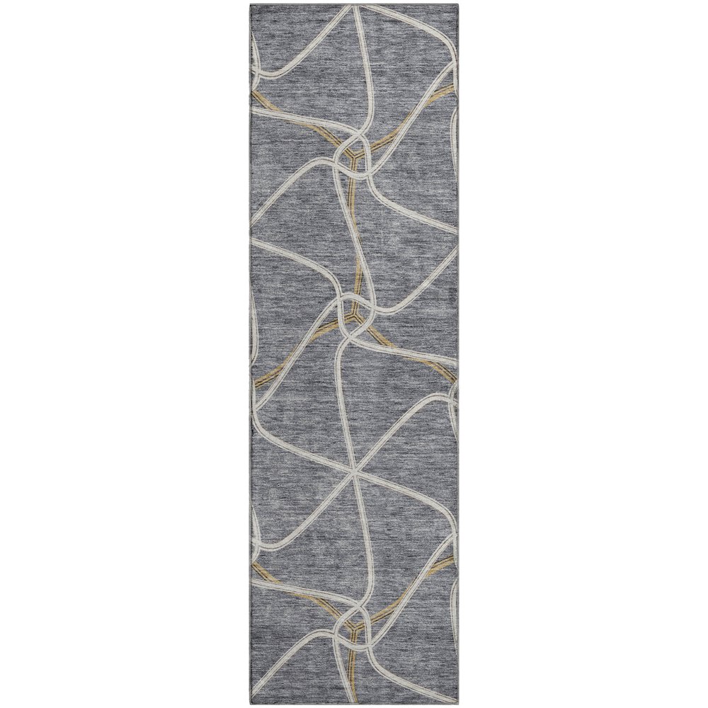 Premium Machine Washable Mayfield AMF948 Gray 2'3" x 7'6" Runner Rug. Picture 1