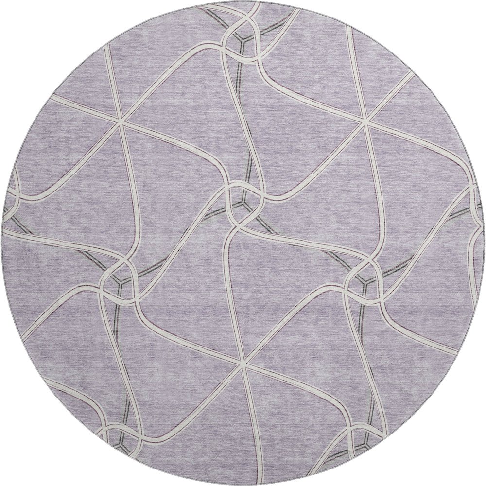 Premium Machine Washable Mayfield AMF948 Lavender 8' x 8' Round Rug. Picture 1