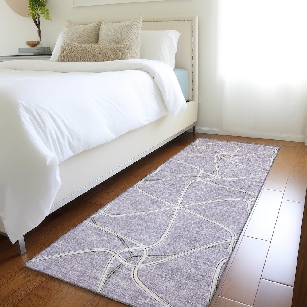 Premium Machine Washable Mayfield AMF948 Lavender 2'3" x 7'6" Runner Rug. Picture 5