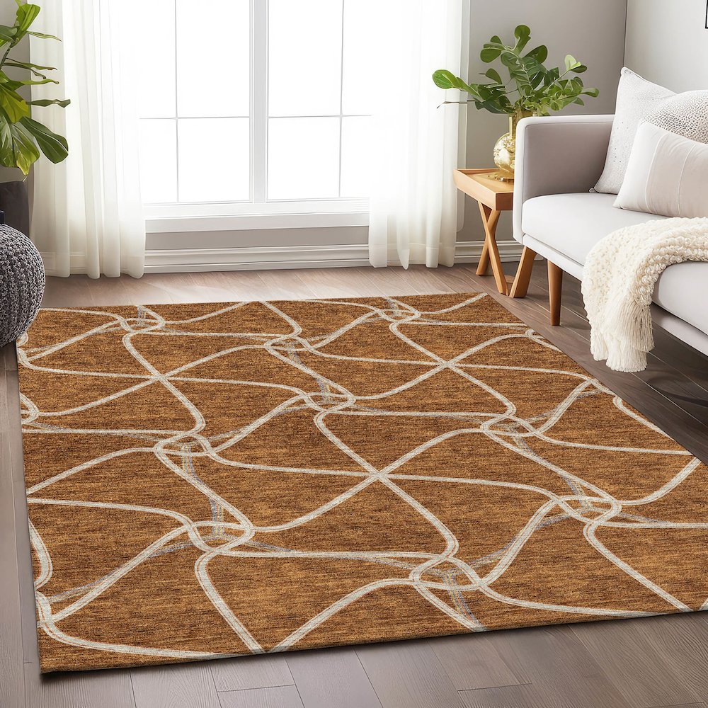 Premium Machine Washable Mayfield AMF948 Paprika 2'6" x 3'10" Rug. Picture 5