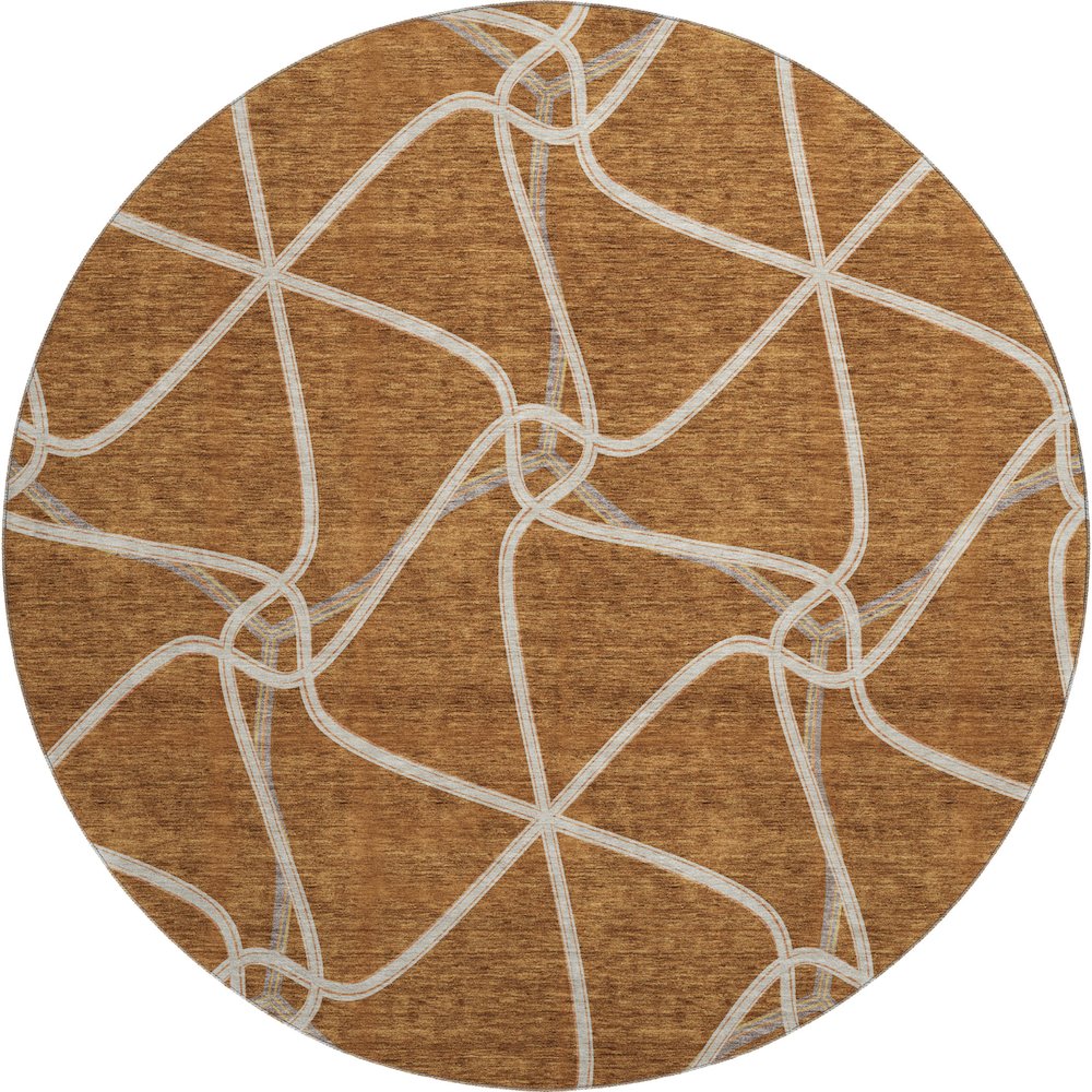 Premium Machine Washable Mayfield AMF948 Paprika 8' x 8' Round Rug. Picture 1