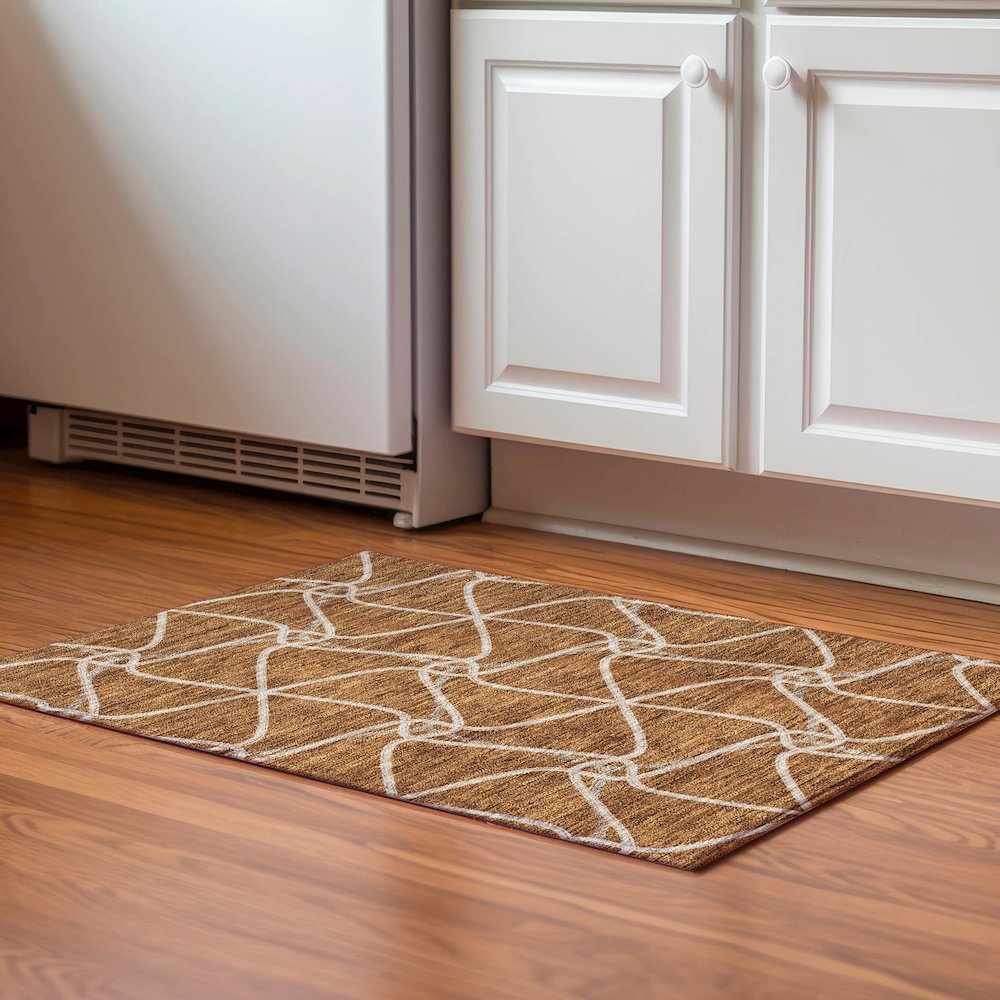 Premium Machine Washable Mayfield AMF948 Paprika 1'8" x 2'6" Rug. Picture 5