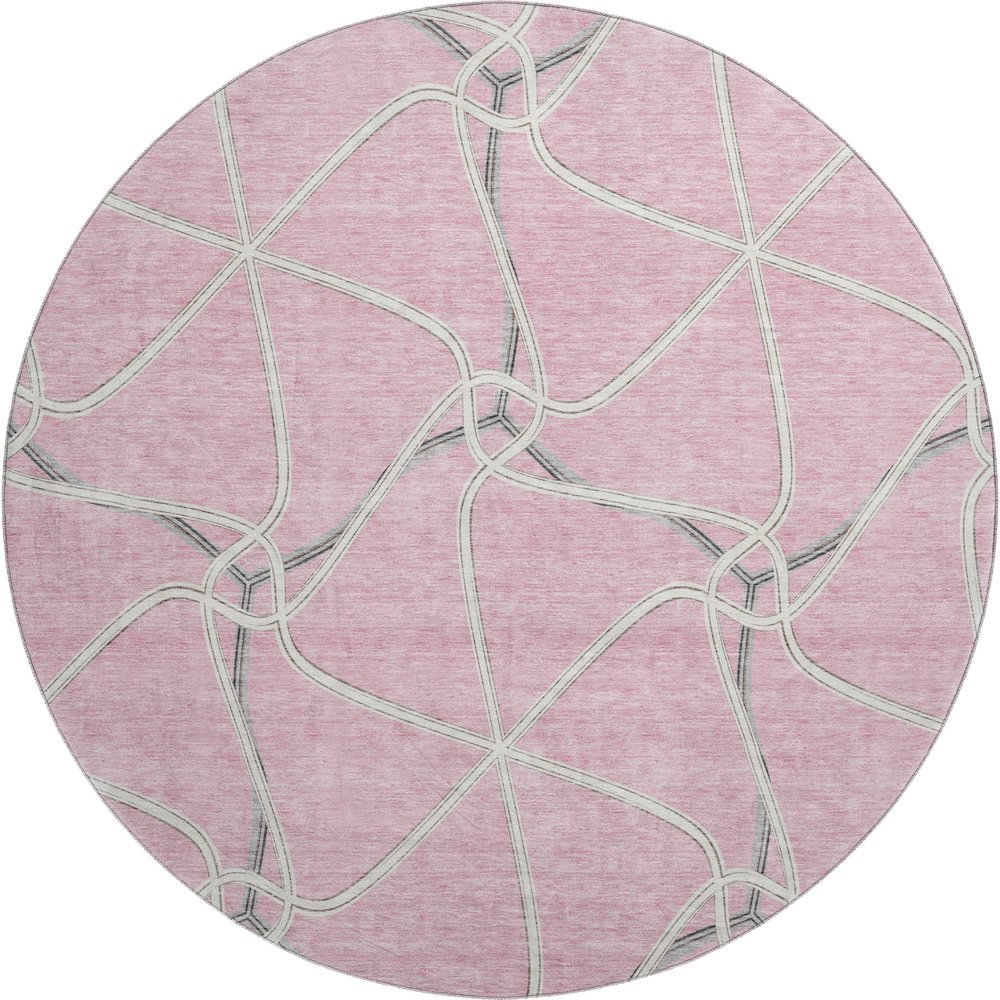 Premium Machine Washable Mayfield AMF948 Pink 8' x 8' Round Rug. Picture 1