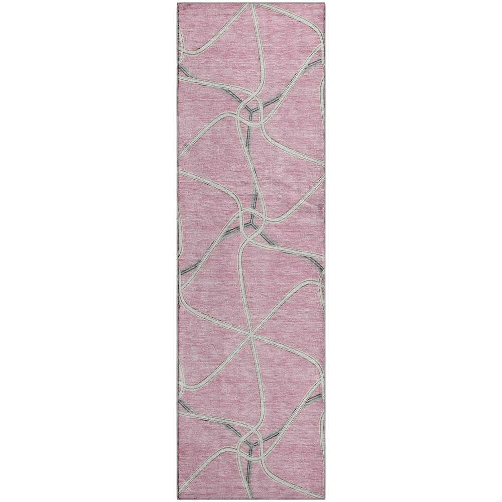 Premium Machine Washable Mayfield AMF948 Pink 2'3" x 7'6" Runner Rug. Picture 1