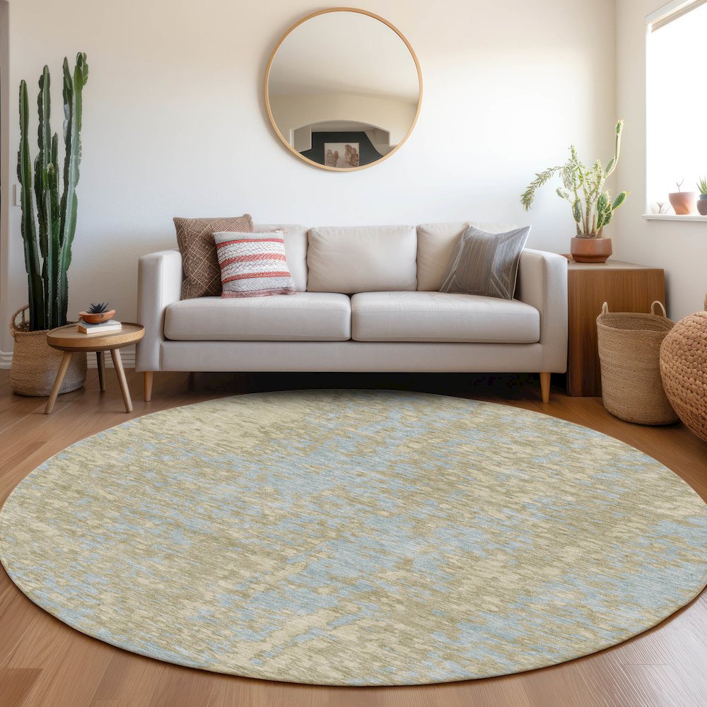 Premium Machine Washable Mayfield AMF949 Beige 8' x 8' Round Rug. Picture 5