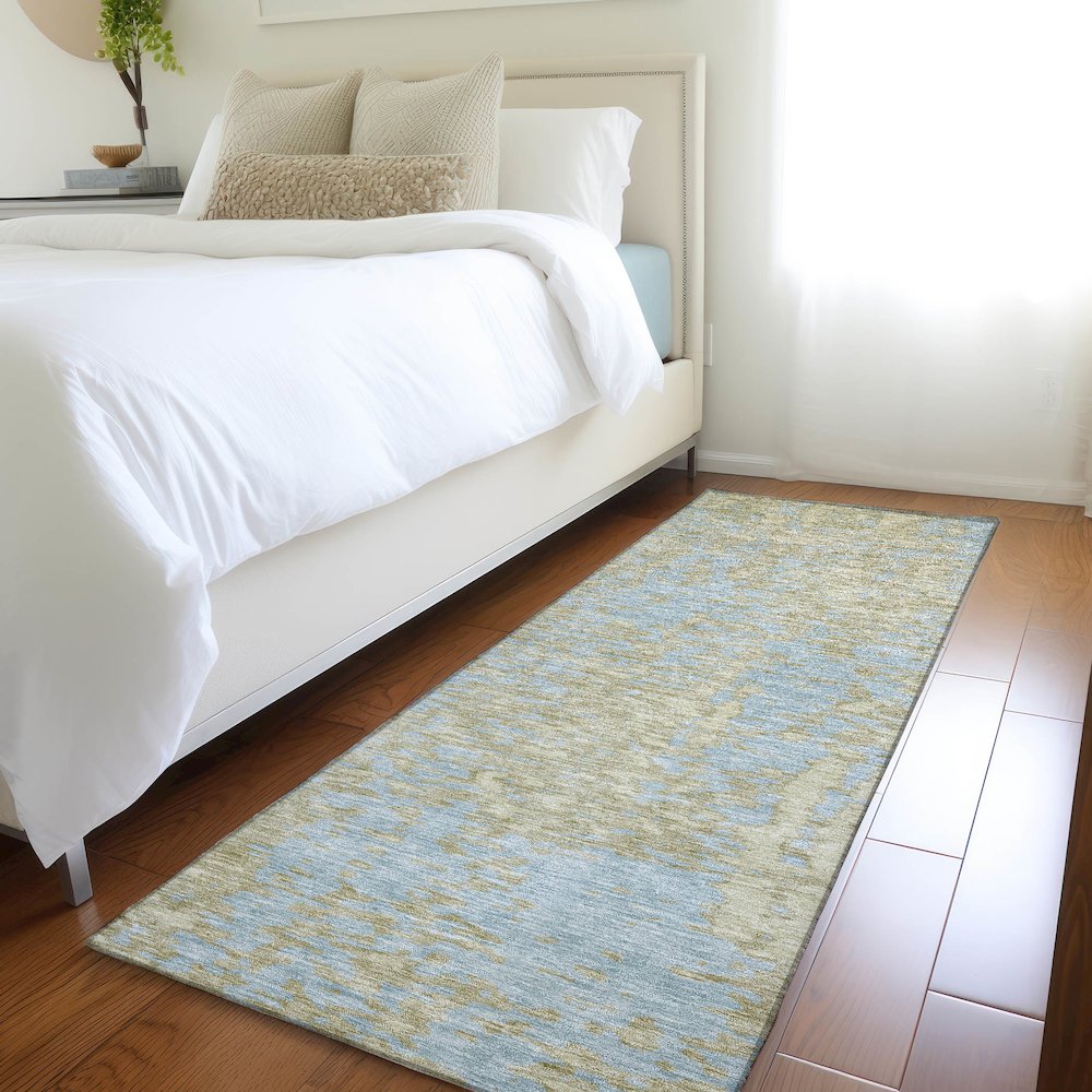 Premium Machine Washable Mayfield AMF949 Beige 2'3" x 7'6" Runner Rug. Picture 5