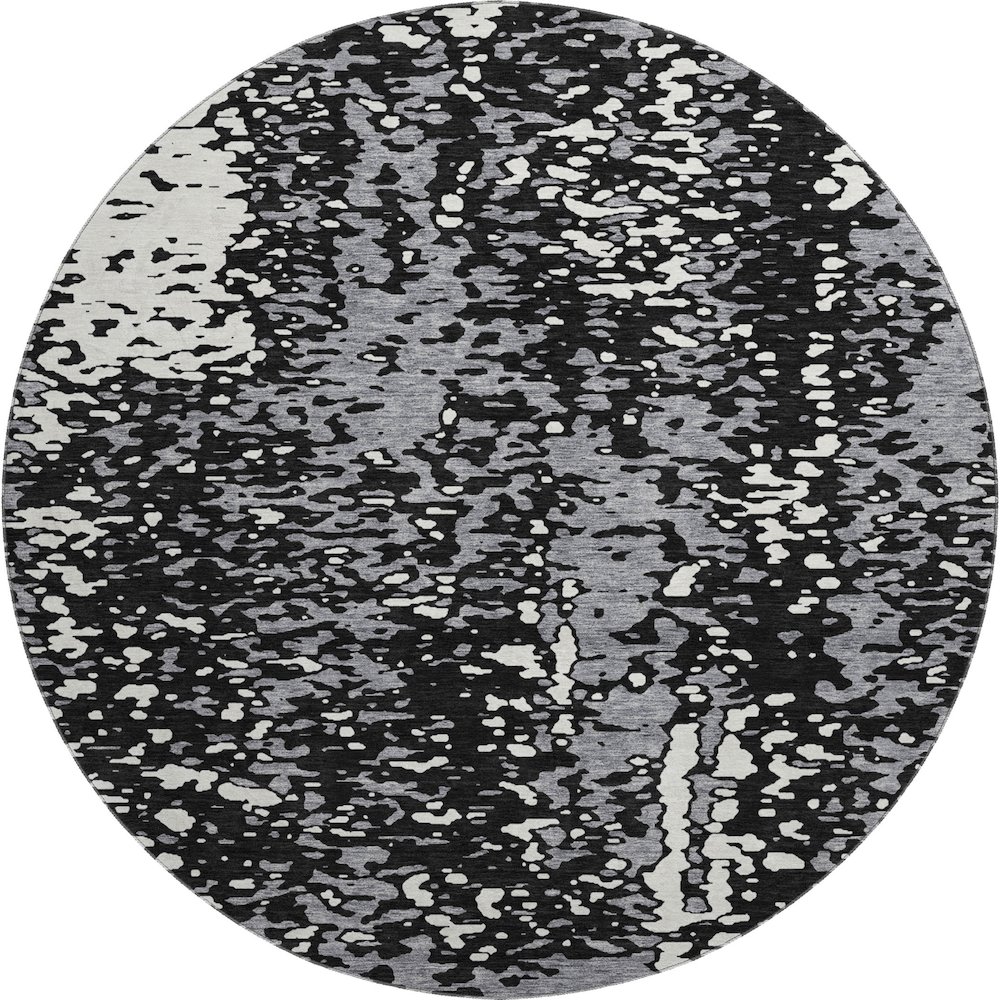 Premium Machine Washable Mayfield AMF949 Black 8' x 8' Round Rug. Picture 1
