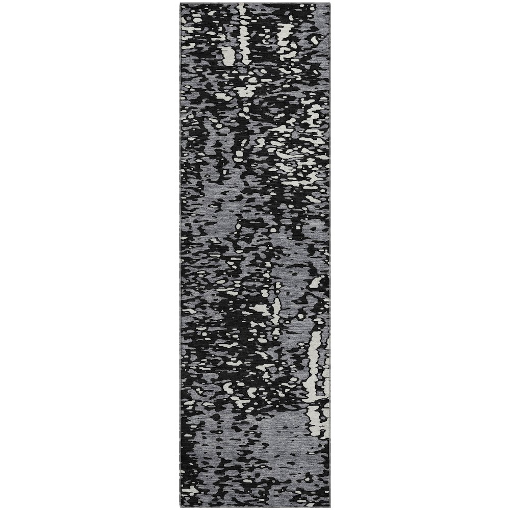 Premium Machine Washable Mayfield AMF949 Black 2'3" x 7'6" Runner Rug. Picture 1