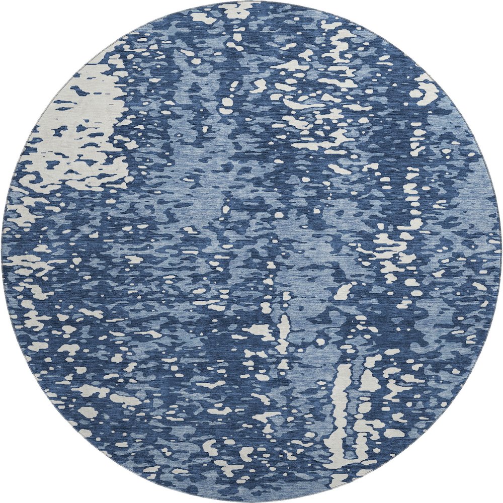 Premium Machine Washable Mayfield AMF949 Denim 8' x 8' Round Rug. Picture 1