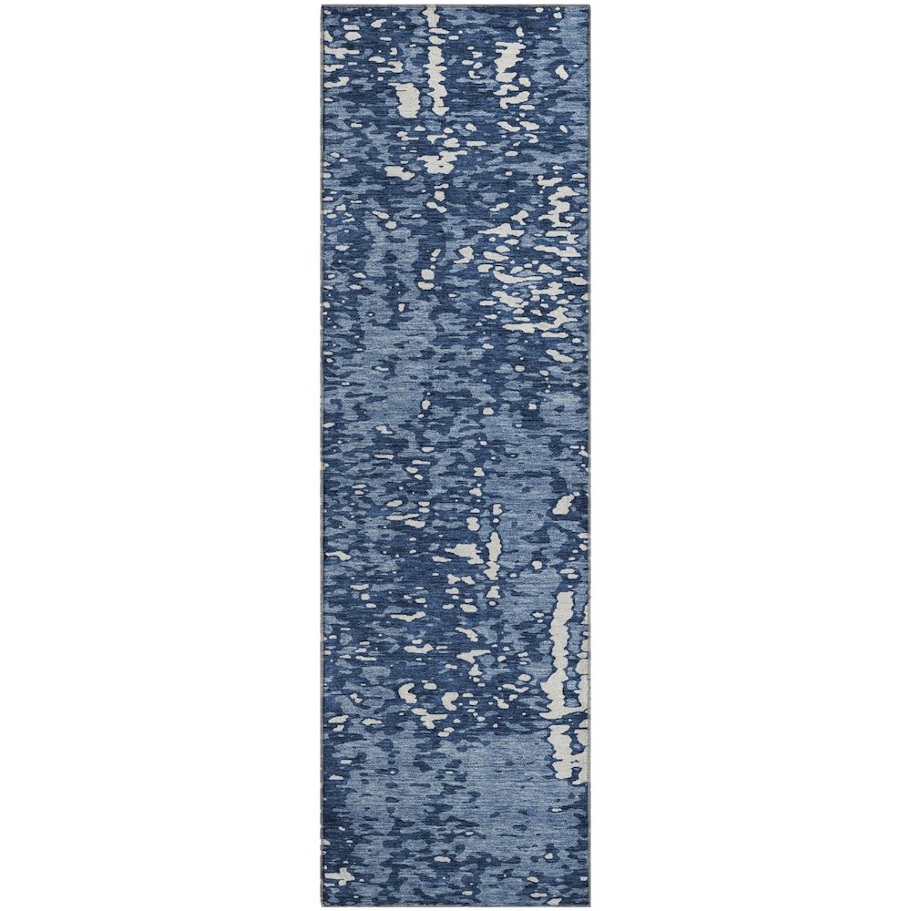 Premium Machine Washable Mayfield AMF949 Denim 2'3" x 7'6" Runner Rug. Picture 1