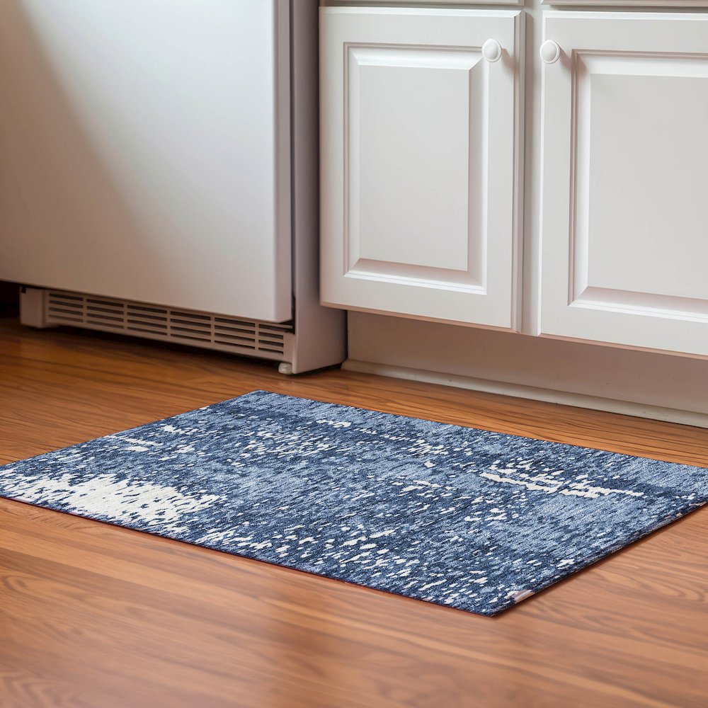 Premium Machine Washable Mayfield AMF949 Denim 1'8" x 2'6" Rug. Picture 5
