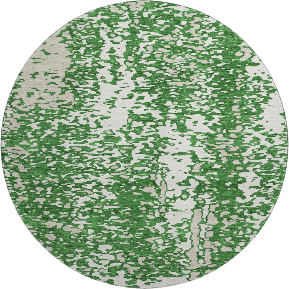 Premium Machine Washable Mayfield AMF949 Emerald 8' x 8' Round Rug. Picture 1