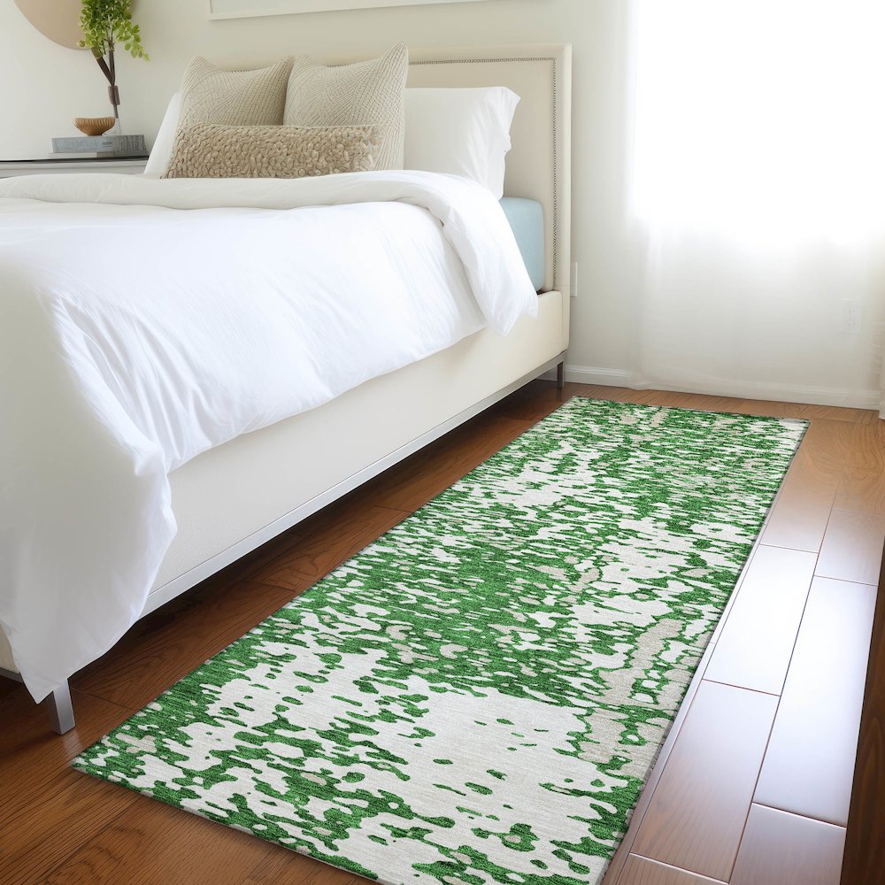 Premium Machine Washable Mayfield AMF949 Emerald 2'3" x 7'6" Runner Rug. Picture 5