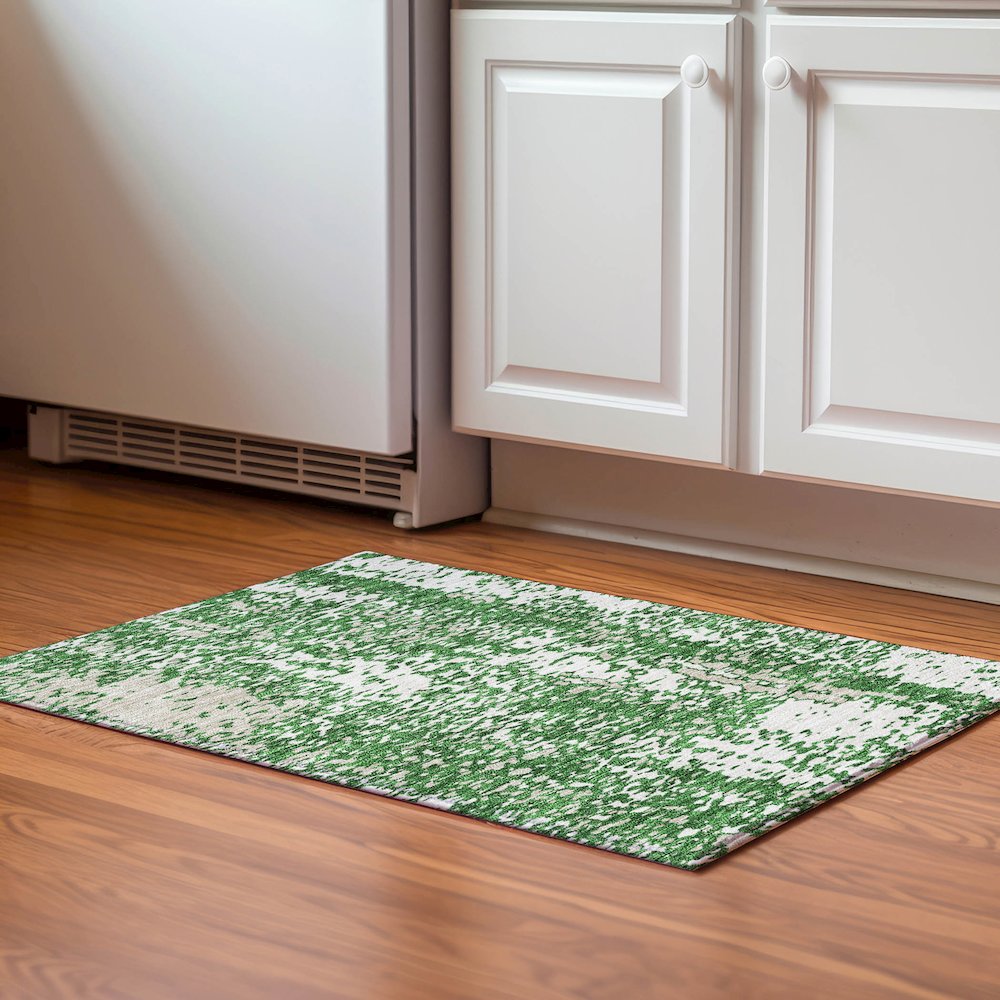 Premium Machine Washable Mayfield AMF949 Emerald 1'8" x 2'6" Rug. Picture 5