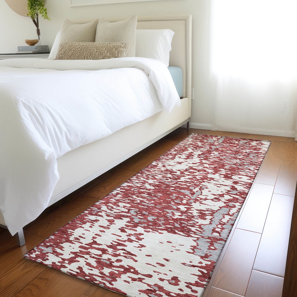 Premium Machine Washable Mayfield AMF949 Garnet 2'3" x 7'6" Runner Rug. Picture 5