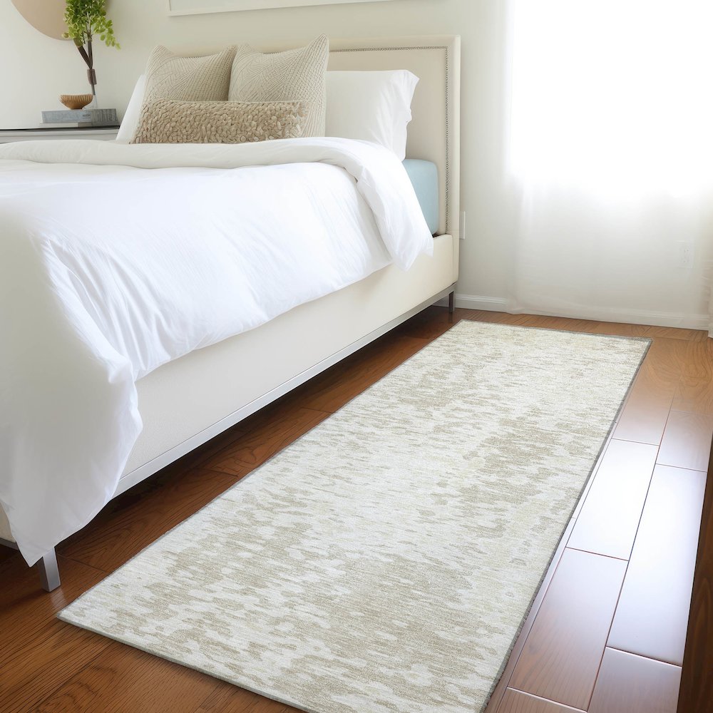 Premium Machine Washable Mayfield AMF949 Ivory 2'3" x 7'6" Runner Rug. Picture 5