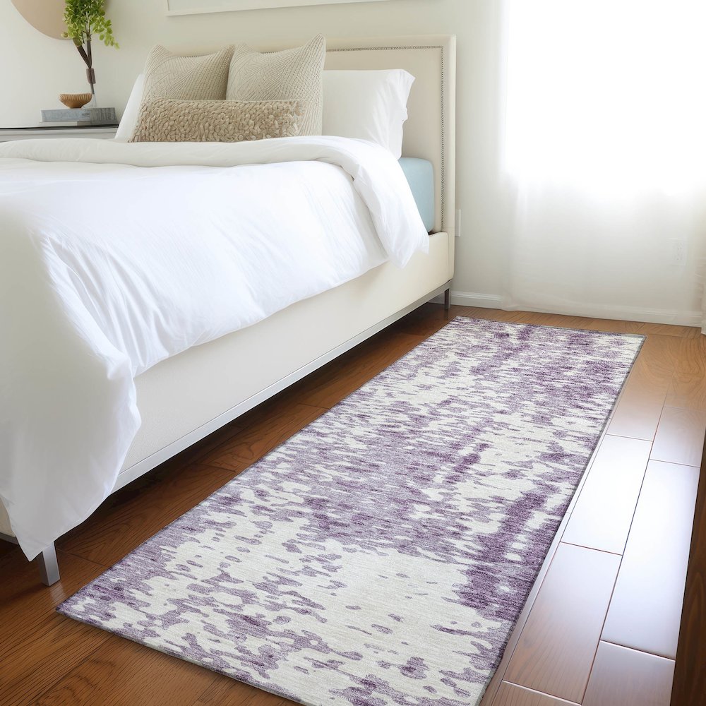 Premium Machine Washable Mayfield AMF949 Lavender 2'3" x 7'6" Runner Rug. Picture 5