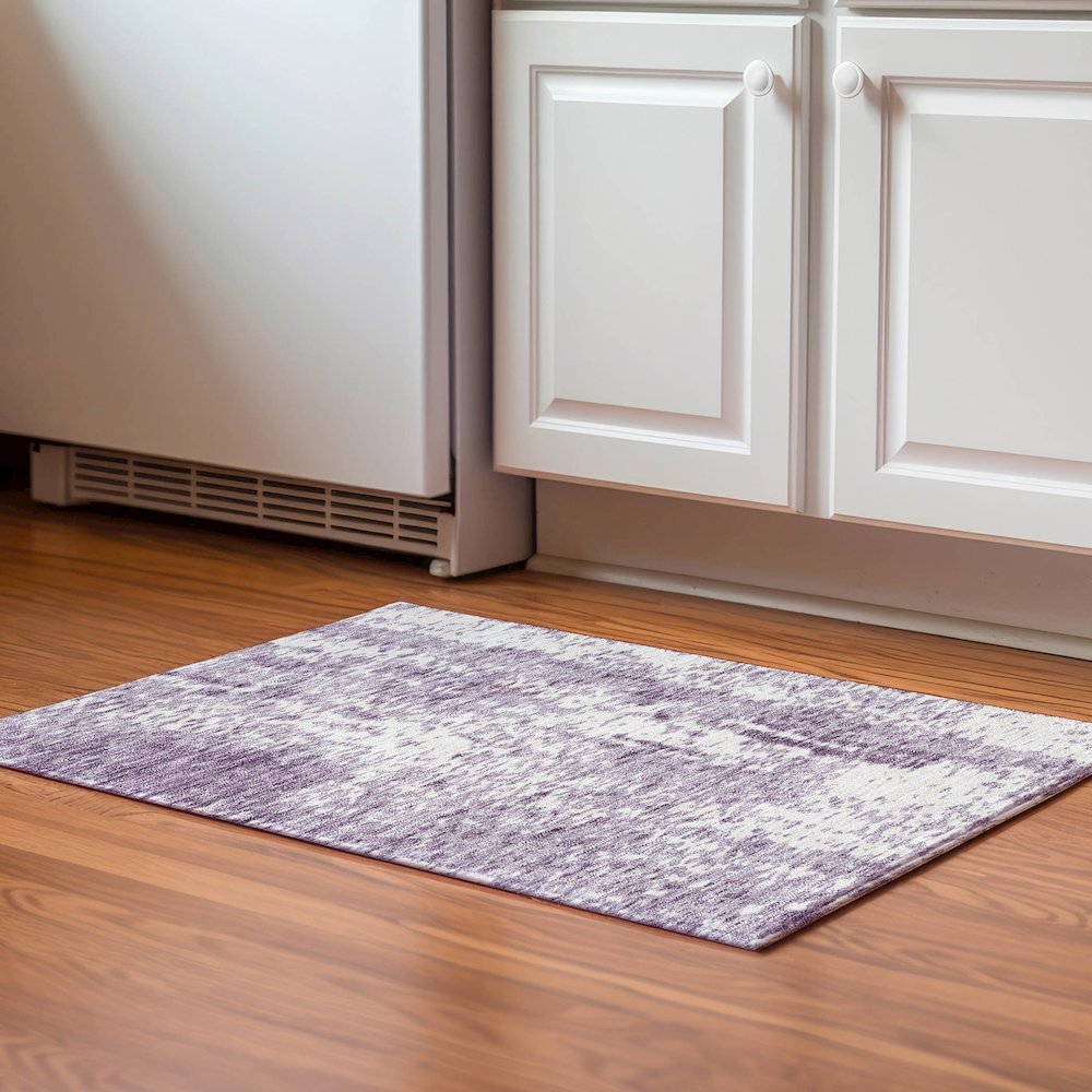 Premium Machine Washable Mayfield AMF949 Lavender 1'8" x 2'6" Rug. Picture 5
