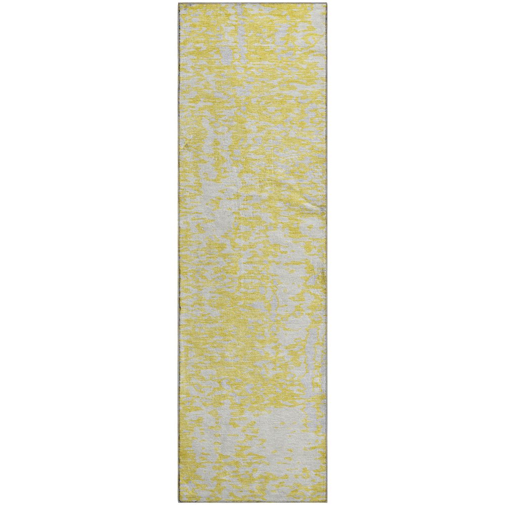 Premium Machine Washable Mayfield AMF949 Yellow 2'3" x 7'6" Runner Rug. Picture 1