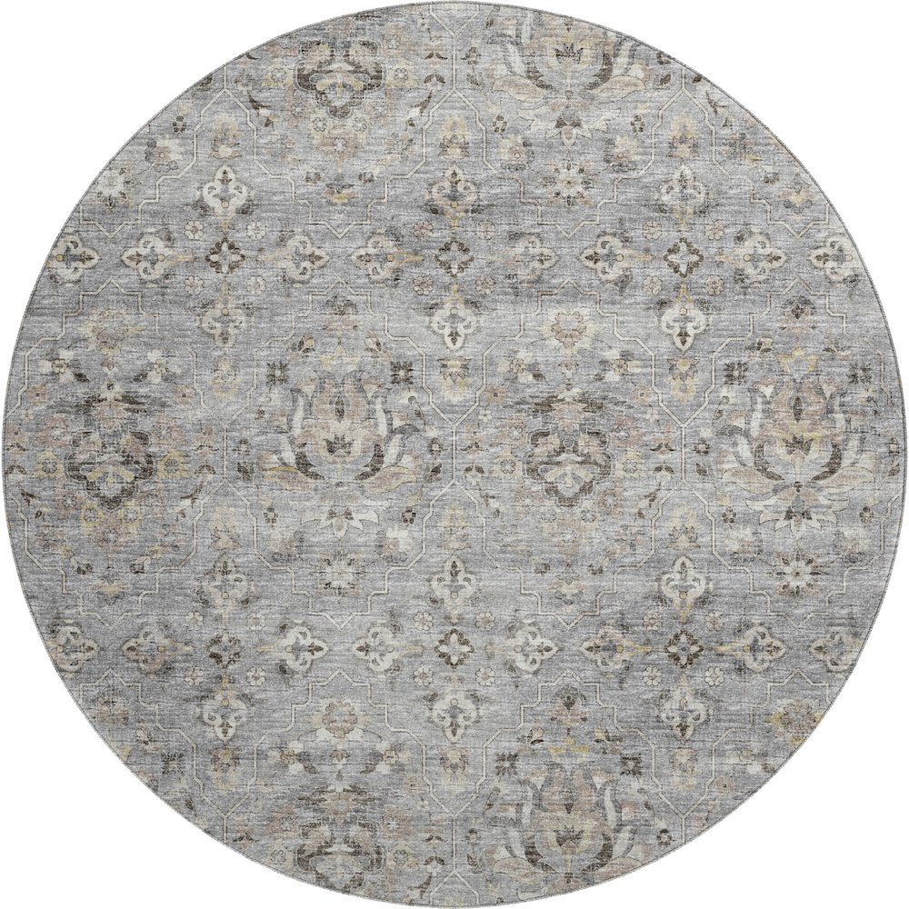 Premium Machine Washable Mayfield  Ash 8' x 8' Round Rug. Picture 1