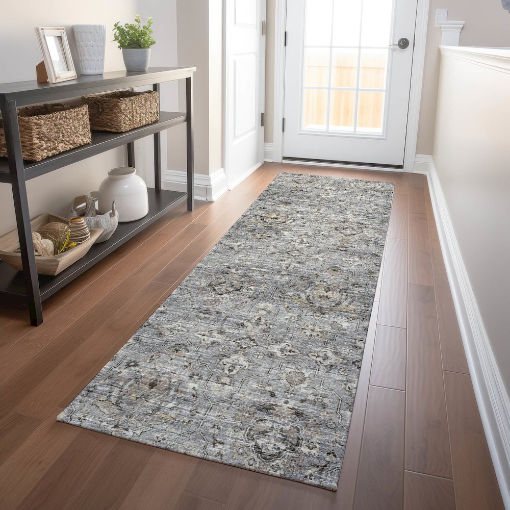Premium Machine Washable Mayfield  Ash 2'3" x 7'6" Runner Rug. Picture 5