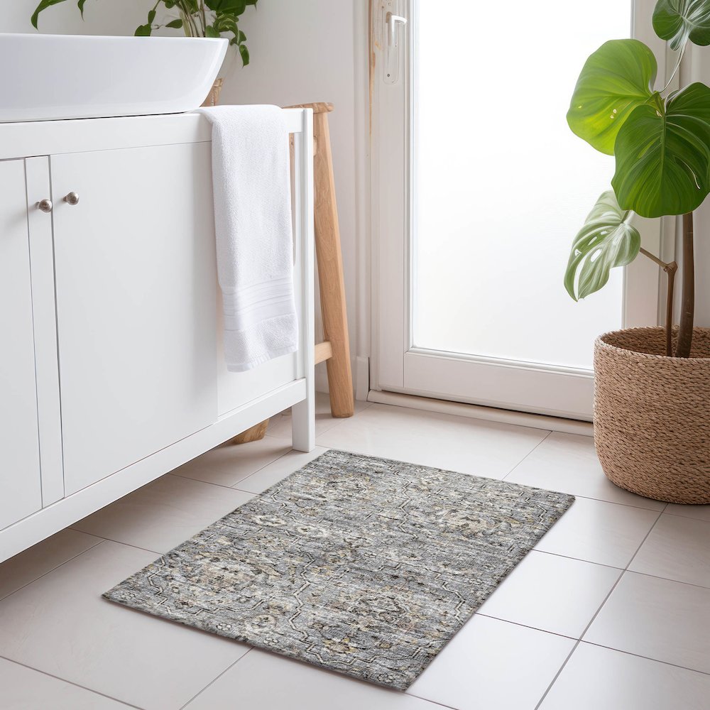 Premium Machine Washable Mayfield  Ash 1'8" x 2'6" Rug. Picture 5