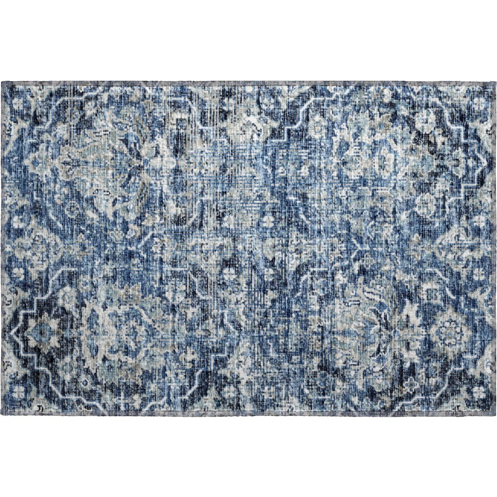 Premium Machine Washable Mayfield  Blue 1'8" x 2'6" Rug. Picture 1