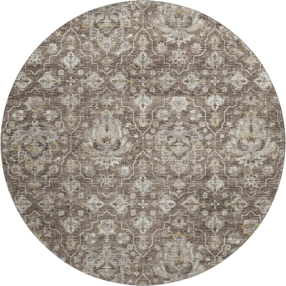 Premium Machine Washable Mayfield  Driftwood 8' x 8' Round Rug. Picture 1