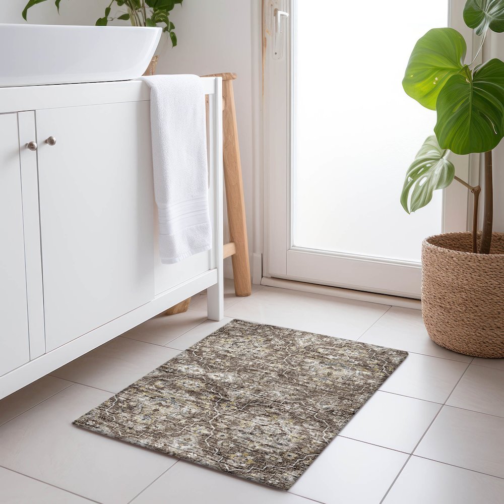 Premium Machine Washable Mayfield  Driftwood 1'8" x 2'6" Rug. Picture 5
