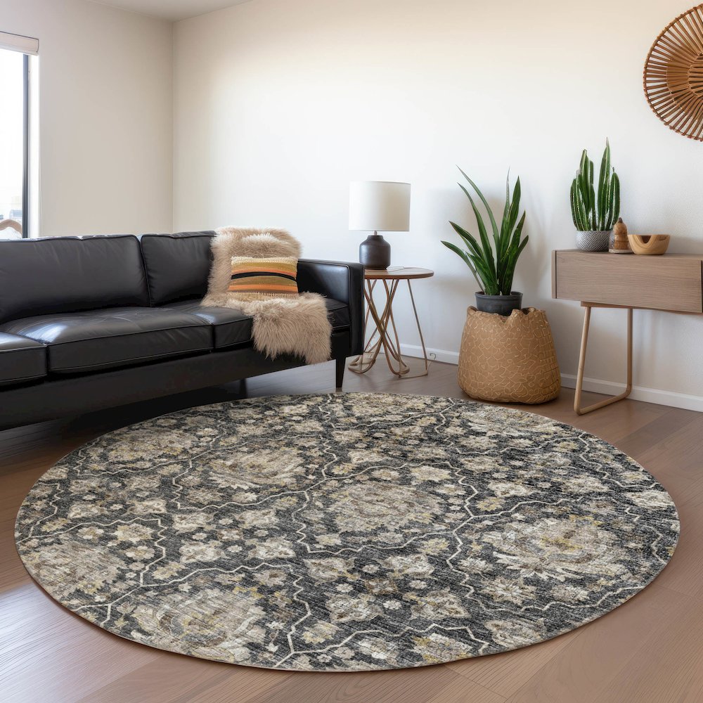 Premium Machine Washable Mayfield  Shadow 8' x 8' Round Rug. Picture 5