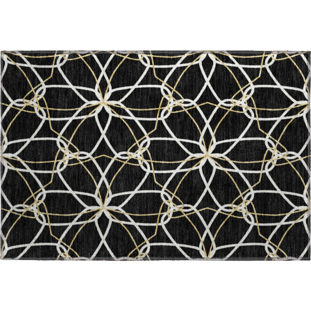 Premium Machine Washable Mayfield AMF950 Black 1'8" x 2'6" Rug. Picture 1