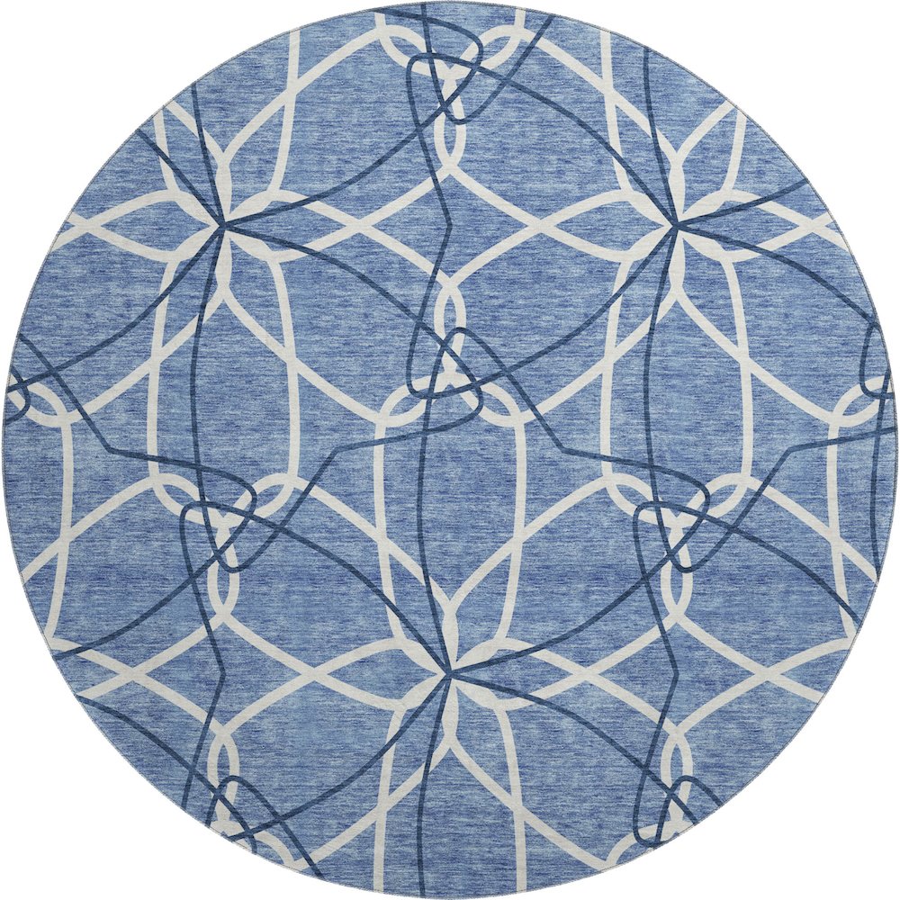 Premium Machine Washable Mayfield AMF950 Denim 8' x 8' Round Rug. Picture 1