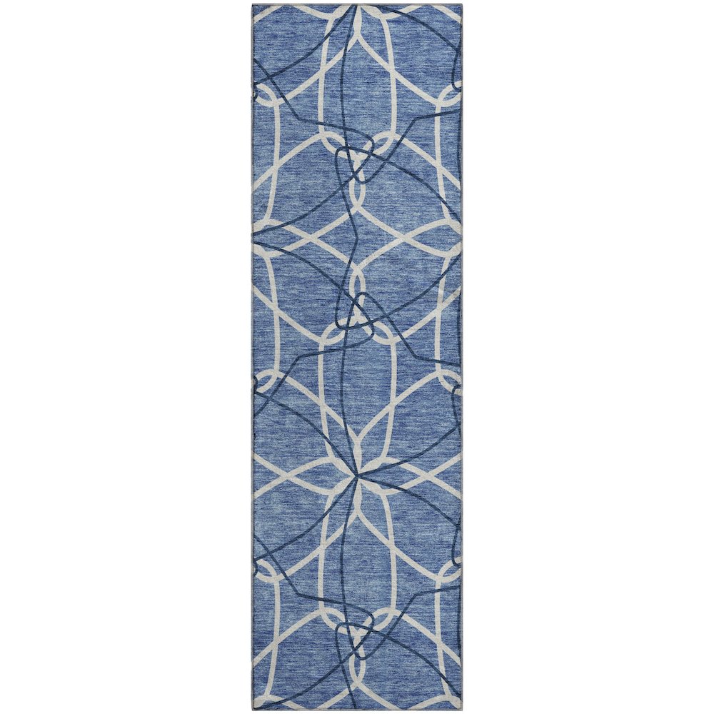 Premium Machine Washable Mayfield AMF950 Denim 2'3" x 7'6" Runner Rug. Picture 1