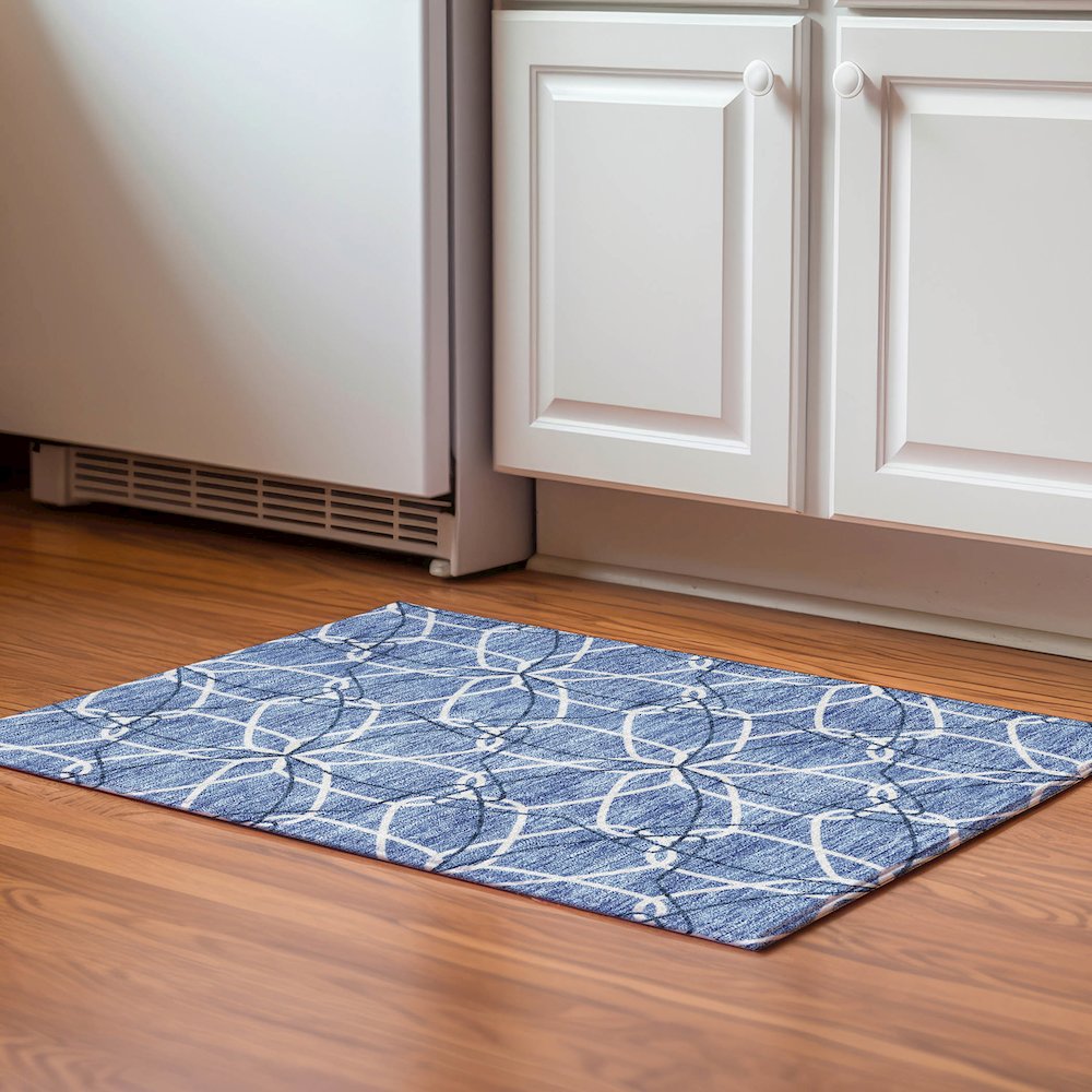 Premium Machine Washable Mayfield AMF950 Denim 1'8" x 2'6" Rug. Picture 5