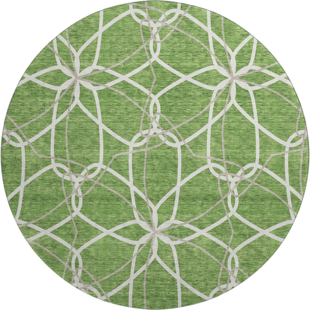 Premium Machine Washable Mayfield AMF950 Green 8' x 8' Round Rug. Picture 1