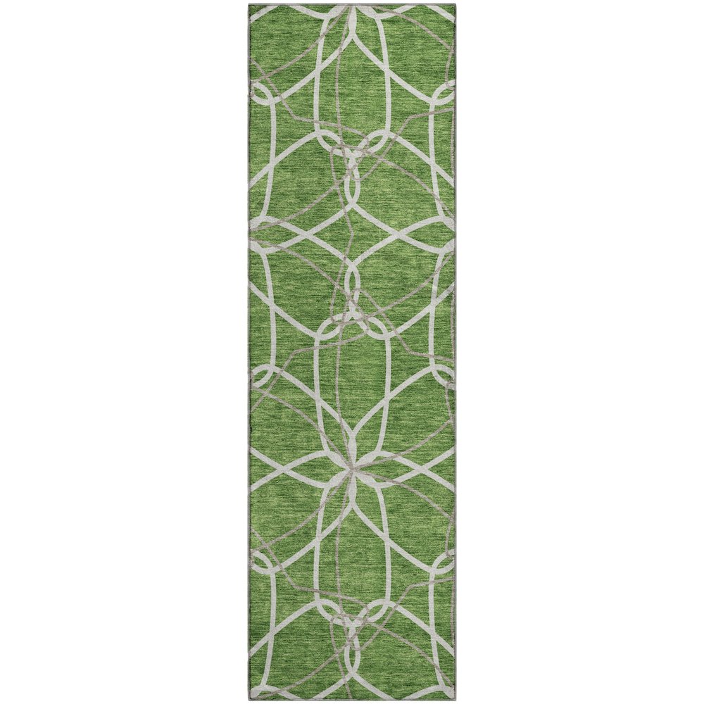 Premium Machine Washable Mayfield AMF950 Green 2'3" x 7'6" Runner Rug. Picture 1