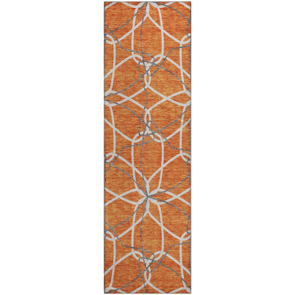 Premium Machine Washable Mayfield AMF950 Orange 2'3" x 7'6" Runner Rug. Picture 1