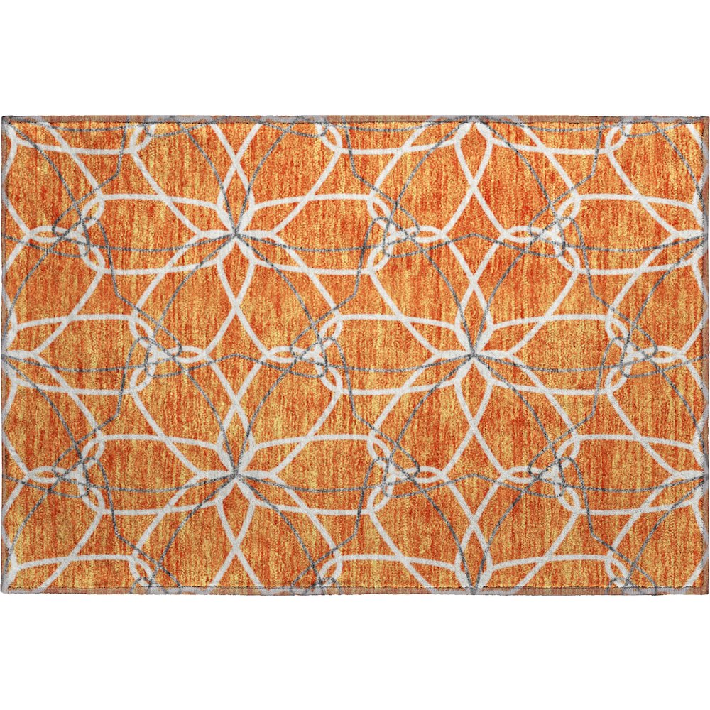 Premium Machine Washable Mayfield AMF950 Orange 1'8" x 2'6" Rug. Picture 1