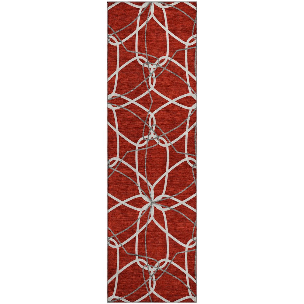 Premium Machine Washable Mayfield AMF950 Red 2'3" x 7'6" Runner Rug. Picture 1
