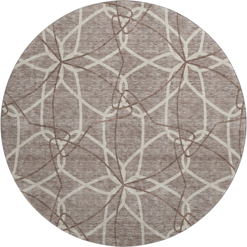 Premium Machine Washable Mayfield AMF950 Taupe 8' x 8' Round Rug. Picture 1