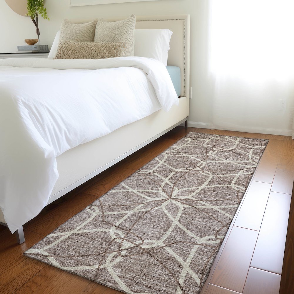 Premium Machine Washable Mayfield AMF950 Taupe 2'3" x 7'6" Runner Rug. Picture 5