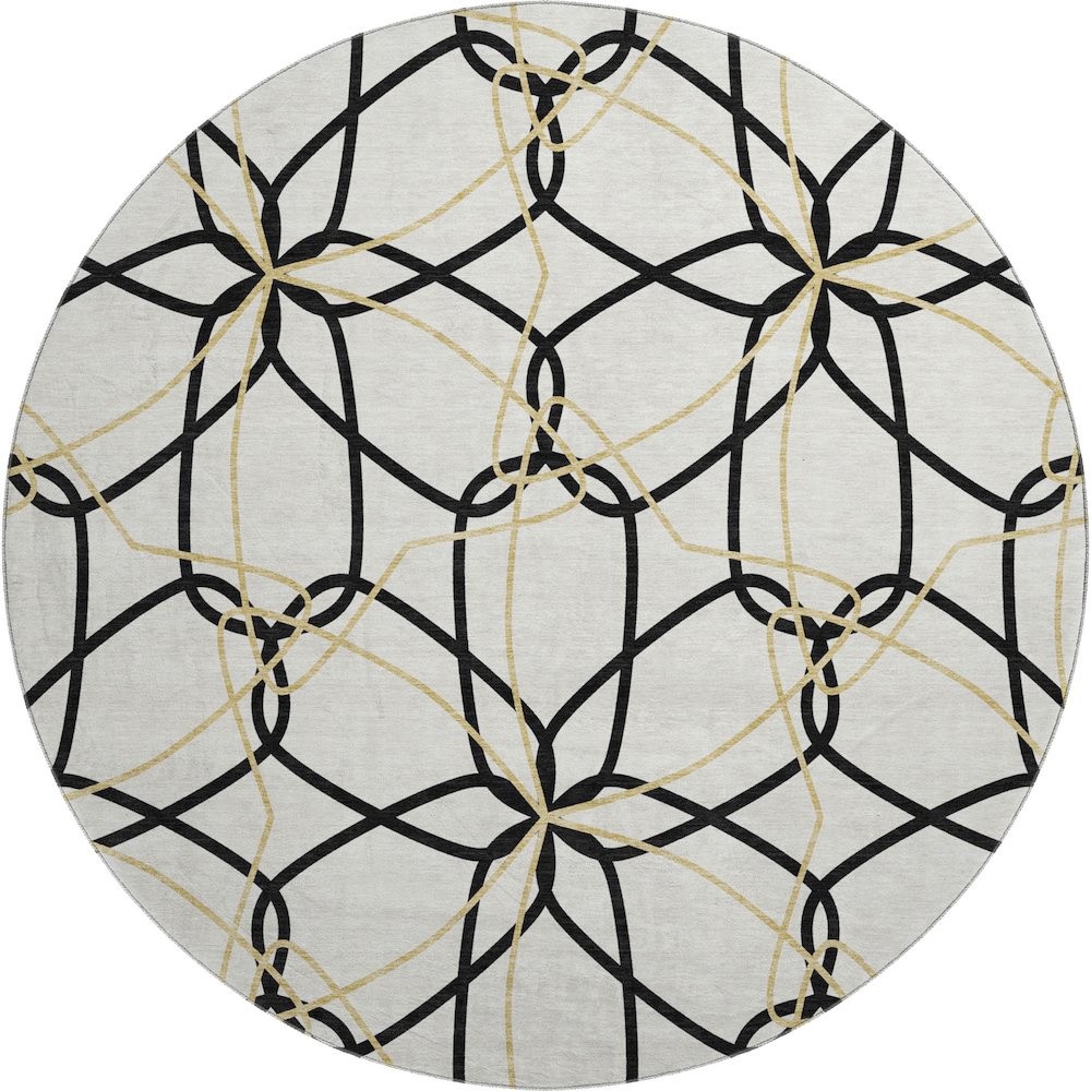 Premium Machine Washable Mayfield AMF950 White 8' x 8' Round Rug. Picture 1