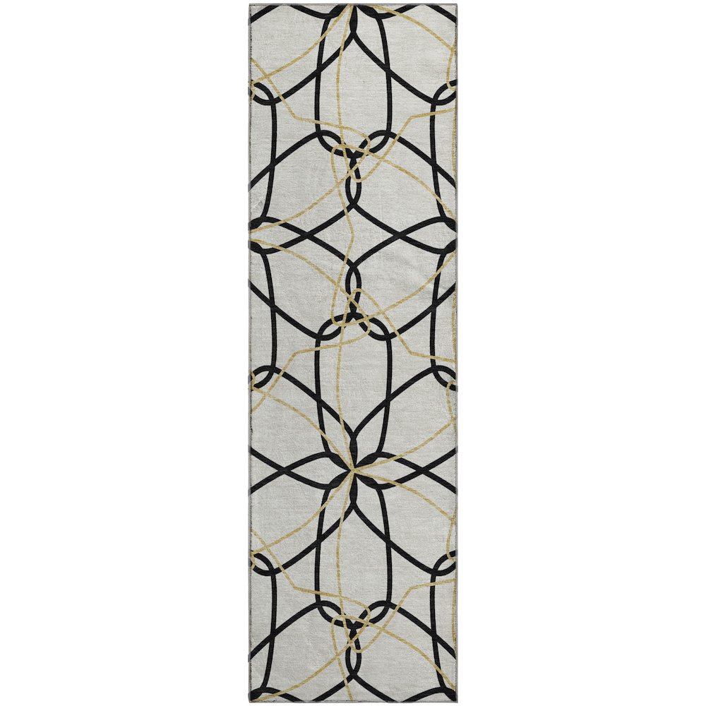 Premium Machine Washable Mayfield AMF950 White 2'3" x 7'6" Runner Rug. Picture 1