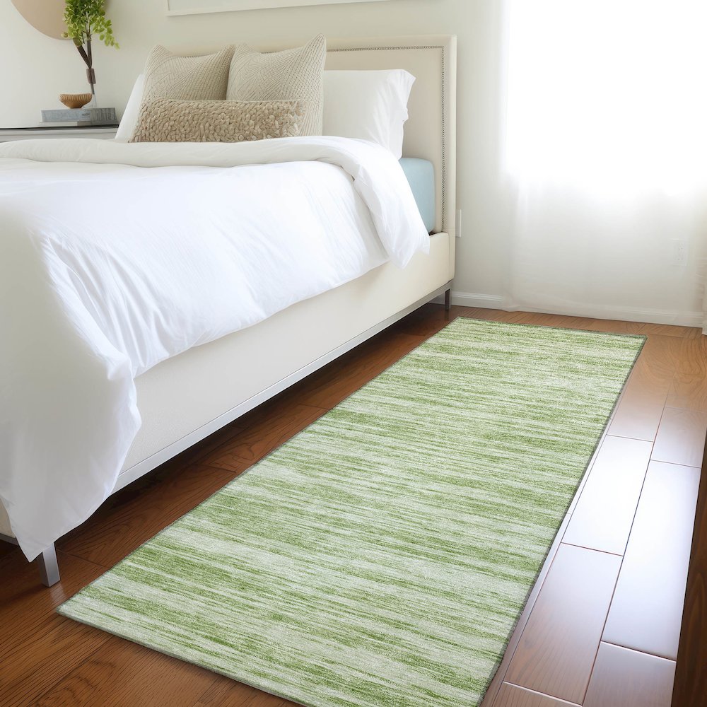 Premium Machine Washable Mayfield AMF951 Aloe 2'3" x 7'6" Runner Rug. Picture 5