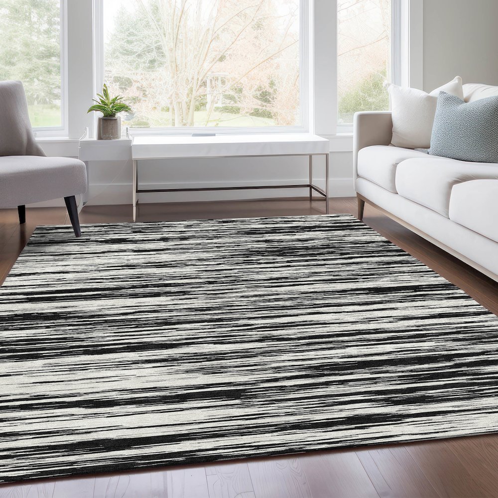 Premium Machine Washable Mayfield AMF951 Black 2'6" x 3'10" Rug. Picture 6