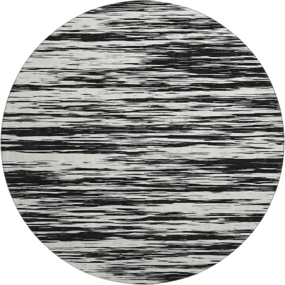 Premium Machine Washable Mayfield AMF951 Black 8' x 8' Round Rug. Picture 1
