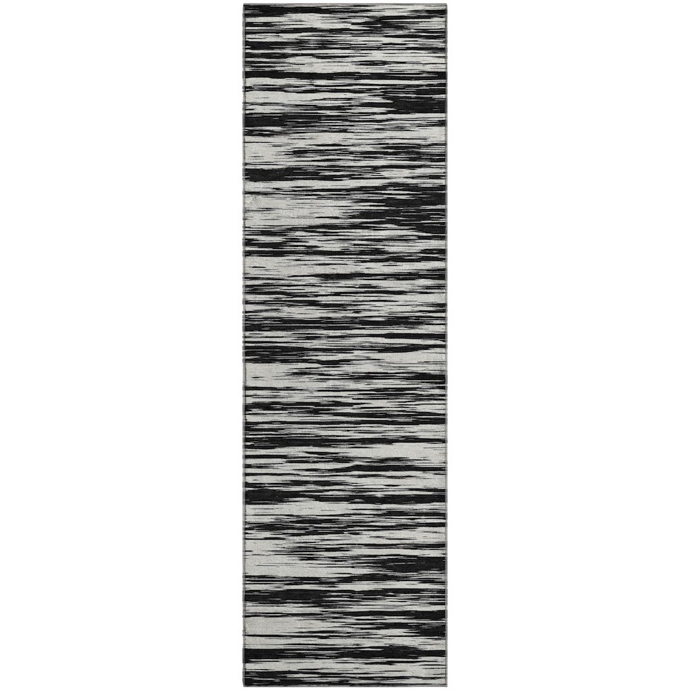 Premium Machine Washable Mayfield AMF951 Black 2'3" x 7'6" Runner Rug. Picture 1