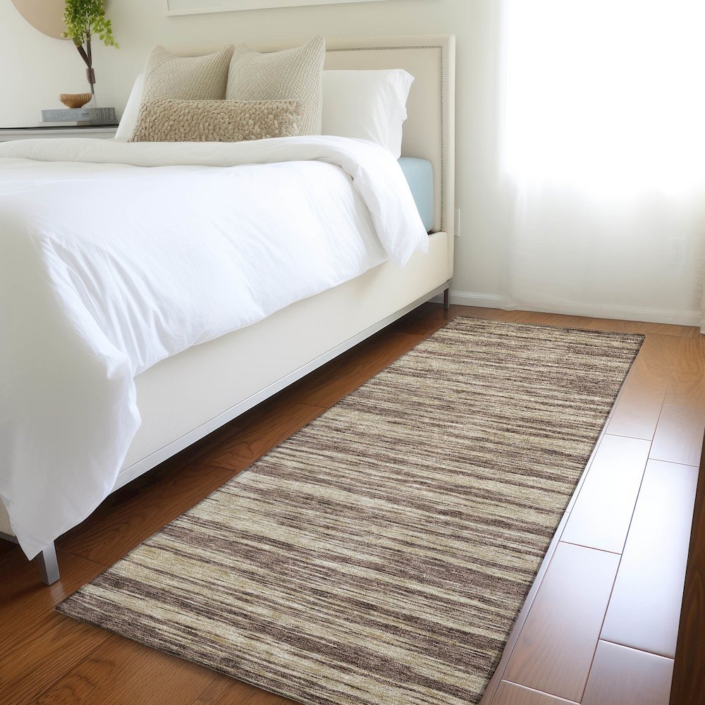 Premium Machine Washable Mayfield AMF951 Brown 2'3" x 7'6" Runner Rug. Picture 5