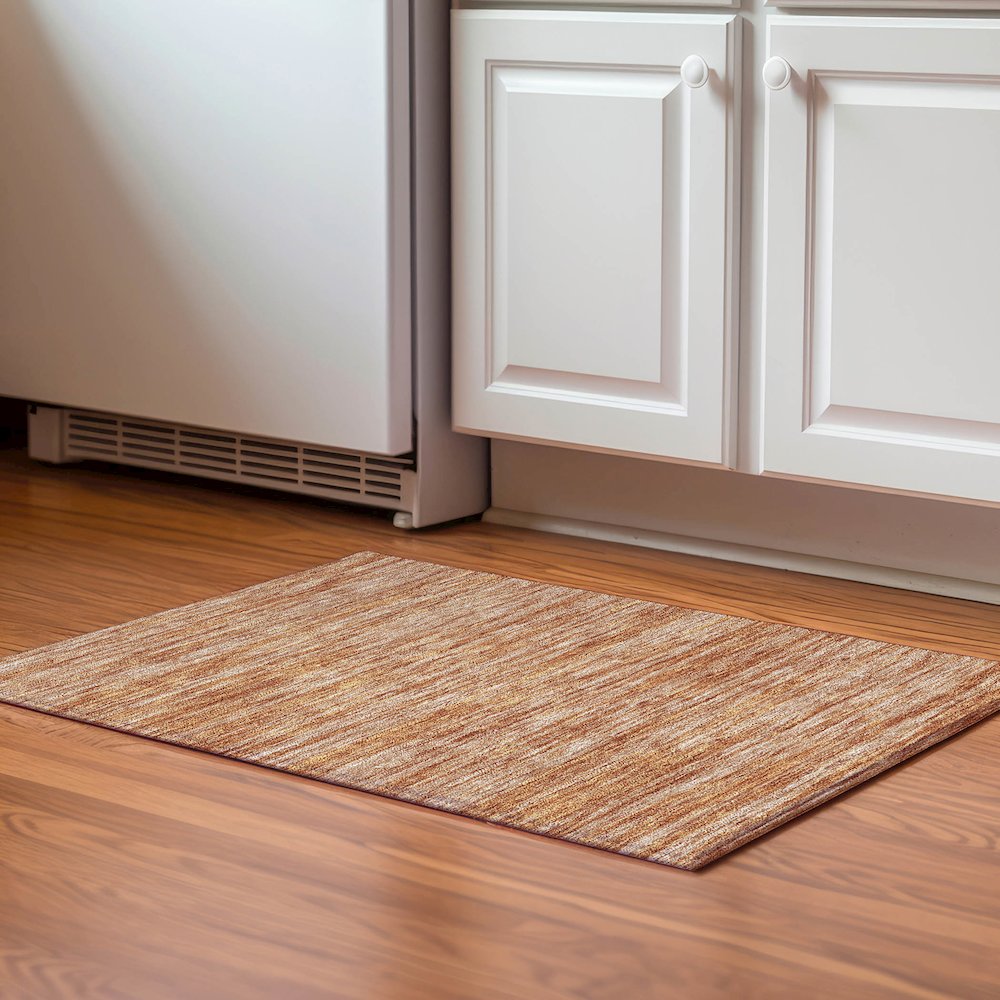 Premium Machine Washable Mayfield AMF951 Copper 1'8" x 2'6" Rug. Picture 5